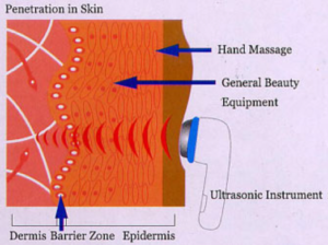 A diagram of the skin and its ultrasound equipment.