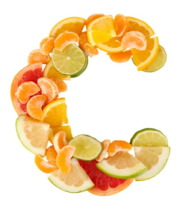 A letter of the alphabet made out of citrus fruits.